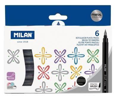 Caja 6 rotuladores punta pincel colores metalizados 0612606MET