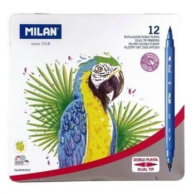 Caja metálica 12 rotuladores doble punta fina - pincel 6161612
