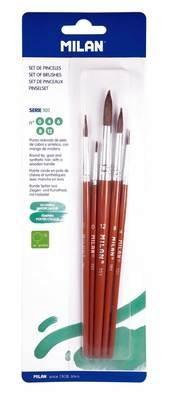 Blíster 5 pinceles redondos (pelo de cabra y sintético) s.101 nº 0, 4, 6, 8 y 12 BWM10461