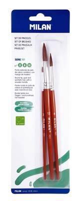 Blíster 3 pinceles redondos (pelo de cabra y sintético) s.101 nº 2, 8 y 12 BWM10459