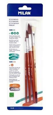 Blíster 3 p. redondos (pelo de cabra y sintético) s.101 (14,10,16) + 1 p. plano Chungking s.524 (8) BWM10462