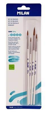 Blíster 4 pinceles redondos (pelo de cabra y sintético) mango blanco, s.101w (2, 4, 6 y 8) BWM10468