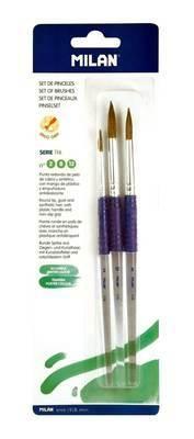 Blíster 3 pinceles redondos (pelo de cabra y sintético) mango plástico ergo, s.116 (2, 8 y 12) BWM10463