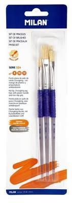 Blíster 3 pinceles planos (pelo cerda Chungking) mango plástico ergo, s.526 (8, 10 y 12) BWM10464