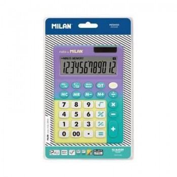 Blíster calculadora 12 dígitos Sunset lila - turquesa 151812SNPRBL