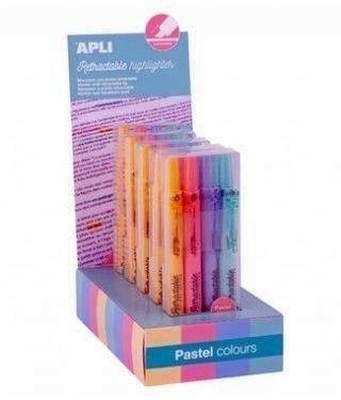 Blister Apli 18933 rotulador retractable highligther pastel 4U