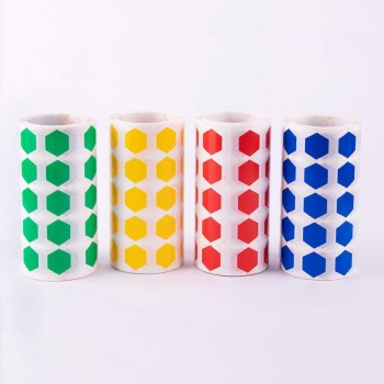 Pack gomets Apli 19192 4 rollos hexagonales AZ/RO/AM/VE 7080U