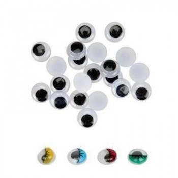 Paq.40 ojos móviles adhesivos Smart redondos 12mm negros