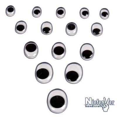Paq.80 ojos móviles adhesivos Smart ovalados 6mm negros