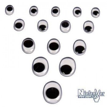 Paq.60 ojos móviles adhesivos Smart ovalados 8mm negros