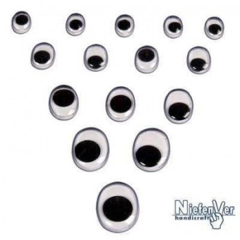 Paq.20 ojos móviles adhesivos Smart ovalados 20mm negros