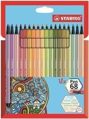 Rotulador Stabilo 6818/22-6 Pen 68 C/18 surtida caja cartón