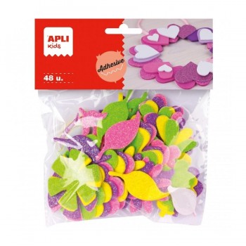 Goma Eva Apli 13078 Adhesiva Flor Purpurina B/48 STD.