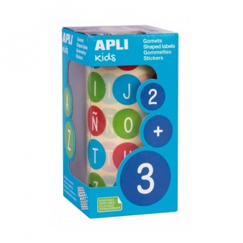 Gomets letras y números Apli en rollo