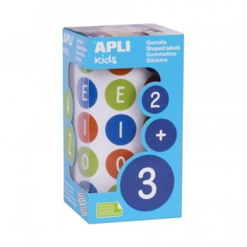 Gomets letras y números Apli en rollo