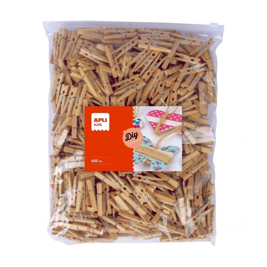 B.400 pinzas de madera Apli 48x6mm color natural 18154