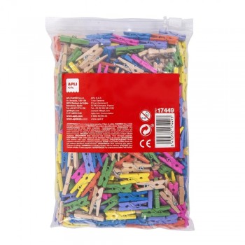 B.450 minipinzas de madera Apli 25x3mm colores surtidos 17449