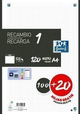 Recambio Oxford 400158165 A4 100+20H 90G 4taladros cuadros 5X5 negro