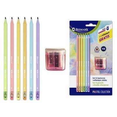 SET 6 LAPICEROS PASTEL C/ GOMA + AFILALAPIZ DOBLE 329608