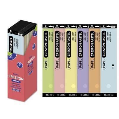 PAPEL CRESPON COLORES PASTEL 50X250 CM 330641