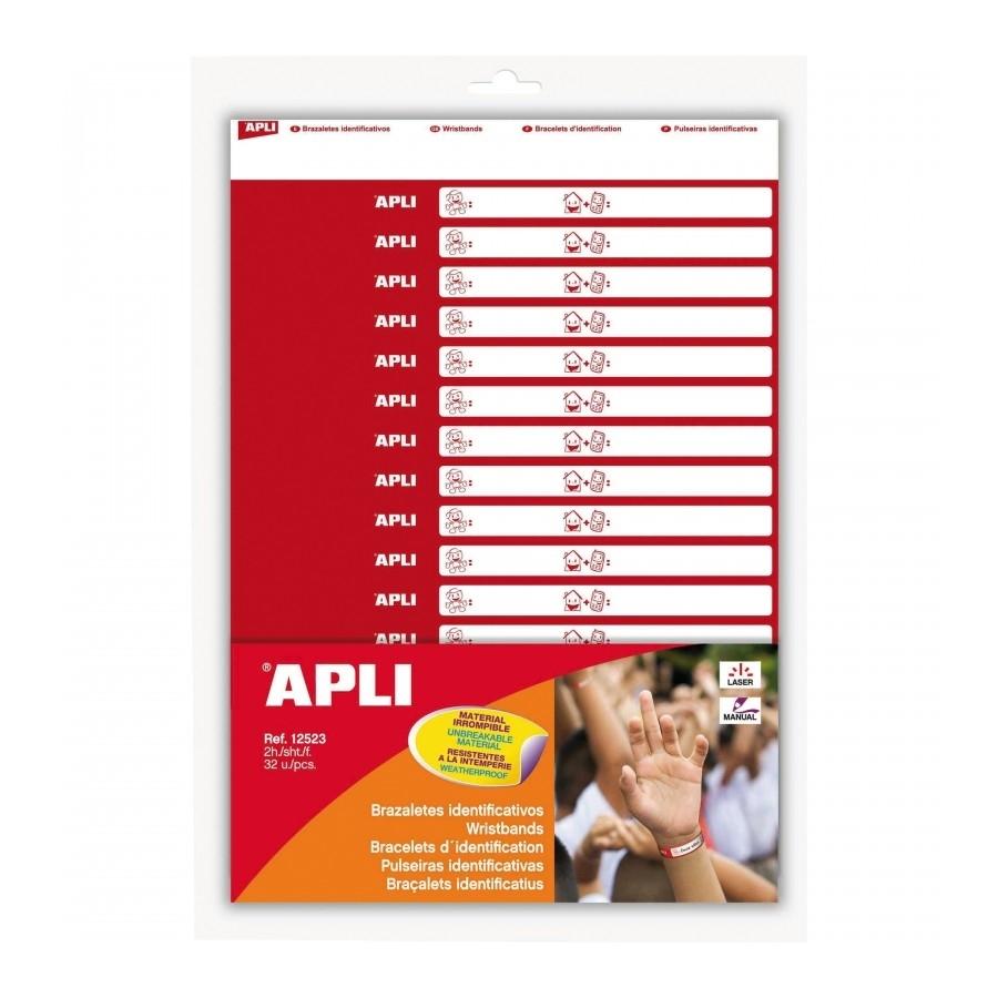 Brazaletes identificativo Apli 12523 210x15mm 2 hojas 32 unidades