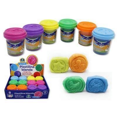 PLASTILINA BLANDA GLITTER C/12 SURTIDA  BISMARK 329313