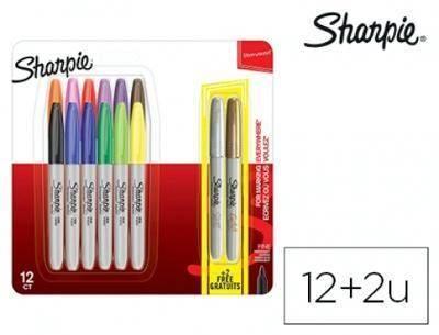 Rotulador Sharpie permanente c/12+2 fine surtido 2061126