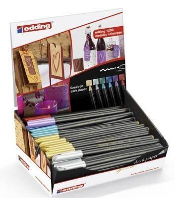 Expositor con 50 rotuladores Edding 1200. Colores metálicos surtidos