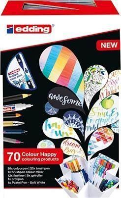 Caja Edding 70 colour happy CH69+1 Caja con 69 rotuladores Edding 1340 punta pincel. Colores surtidos