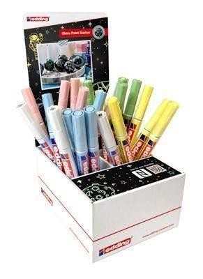 Expositor con 25 marcadores de tinta opaca brillante Edding 751. Colores pastel y blanco surtidos