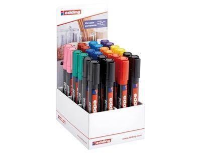 Expositor con 24 Edding permanentes 300. Punta redonda 1,5-3mm. Colores surtidos