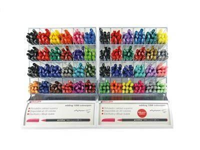 Expositor doble con 480 rotuladores Edding 1200. Trazo fino 1mm. Colores surtidos