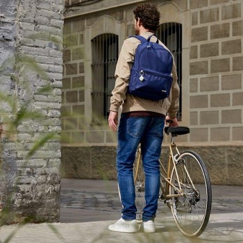 624605SNCB Mochila urbana clásica 2 cremalleras (22 l) serie 1918, azul marino