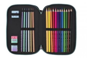 081364SN1P Plumier 3 pisos con contenido Sunset, rosa