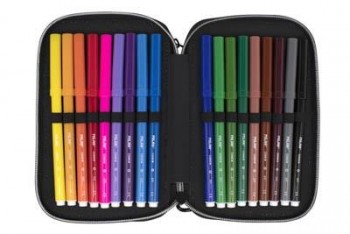 081264SN1GR Plumier 2 pisos con contenido Sunset, verde