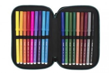 081364SN1GR Plumier 3 pisos con contenido Sunset, verde