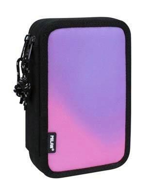 081264SNK1P Plumier 2 pisos con contenido Sunset, negro y rosa