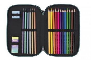 081364SNK1 Plumier 3 pisos con contenido Sunset, negro