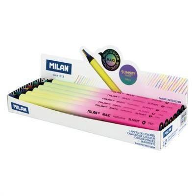 0717251512SN Caja expositora 12 lápices multicolor MAXI redondos, serie Sunset
