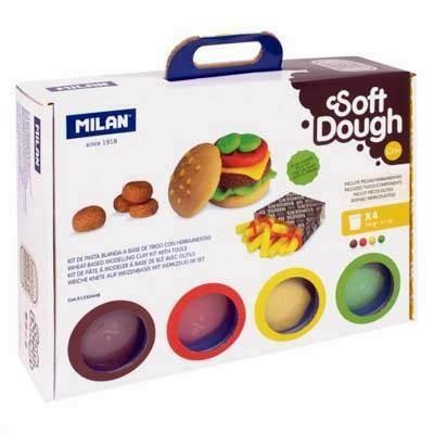 913304HB Maletín 4 botes 116 g pasta blanda Soft Dough con herramientas 'Casa de las hamburguesas'