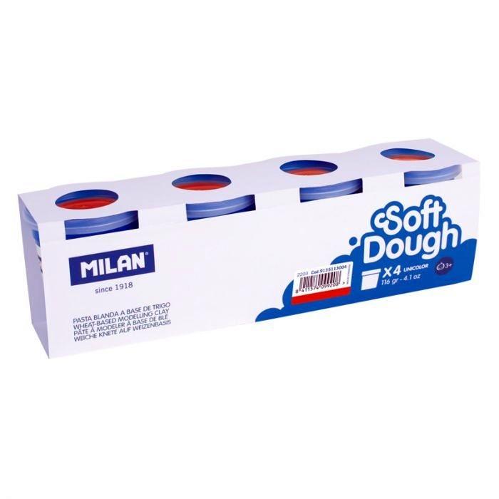 9135113004 Caja 4 botes 116 g pasta blanda Soft Dough, rojo