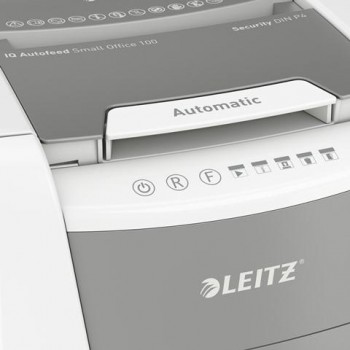 Destructora Leitz IQ Auto+ 100 P4, autoalimentación, blanca 80110000