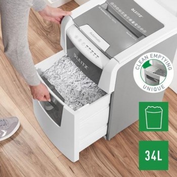 Destructora Leitz IQ Auto+ 100 P4, autoalimentación, blanca 80110000