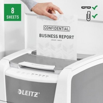 Destructora Leitz IQ Auto+ Office 150 P4, autoalimentación, blanca 80130000