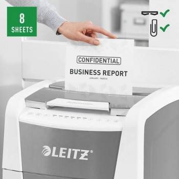 Destructora Leitz IQ Auto+ Office 300 P5, autoalimentación, blanca 80160000