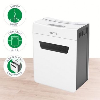 Destructora Leitz IQ Protect 8 P4, blanco/plata 80910000