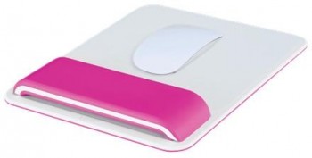 Alfombrilla ratón c/reposamuñecas Leitz WOW fucsia/blanco 65170023