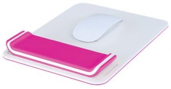 Alfombrilla ratón c/reposamuñecas Leitz WOW fucsia/blanco 65170023