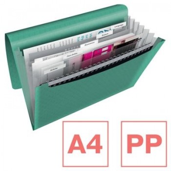Carpeta acordeón Esselte Colour'Breeze PP. Con 6 separadores, verde 626253