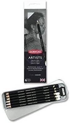 Caja metálica de 6 lápices Derwent Artists Black/White - 3 tonos fríos y 3 cálidos 2302342